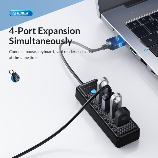 USB хъб Orico HUB USB3.0 4 port Black - PW4U-U3-015-BK