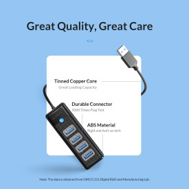 USB хъб Orico HUB USB3.0 4 port Black - PW4U-U3-015-BK