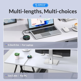 USB хъб Orico HUB USB3.1 Type-C 4 port - 4 x USB3.0 White, Audio/Mic x 1 - YS4-C3-03-WH-BP