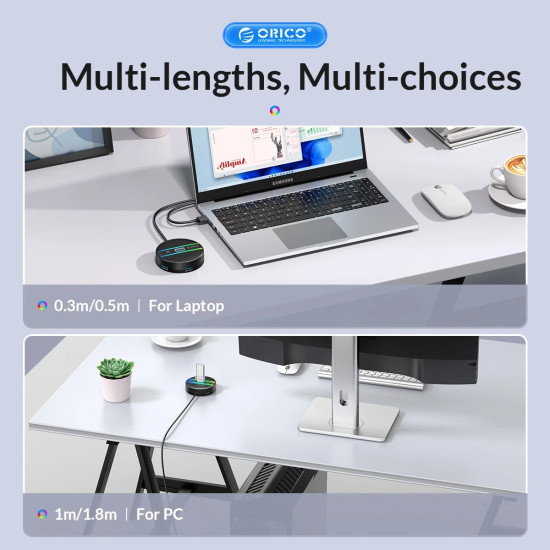 USB хъб Orico HUB USB3.1 Type-C 4 port - 4 x USB3.0 White, Audio/Mic x 1 - YS4-C3-03-WH-BP