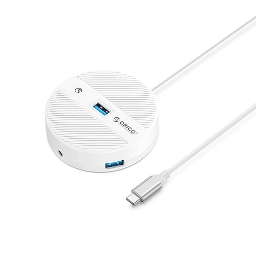 USB хъб Orico HUB USB3.1 Type-C 4 port - 4 x USB3.0 White, Audio/Mic x 1 - YS4-C3-03-WH-BP