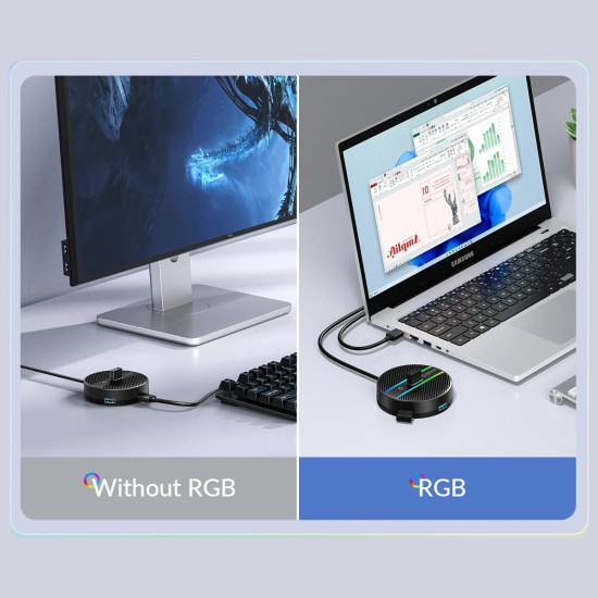 USB хъб Orico HUB USB3.1 Type-C 4 port - 4 x USB3.0 White, Audio/Mic x 1 - YS4-C3-03-WH-BP