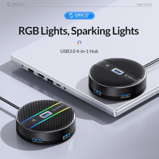 USB хъб Orico HUB USB3.1 Type-C 4 port - 4 x USB3.0 White, Audio/Mic x 1 - YS4-C3-03-WH-BP