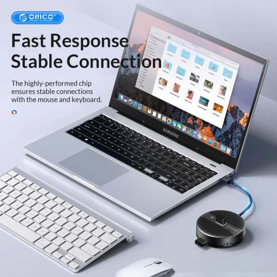 USB хъб Orico HUB USB3.1 Type-C 4 port - 4 x USB3.0 White, Audio/Mic x 1 - YS4-C3-03-WH-BP