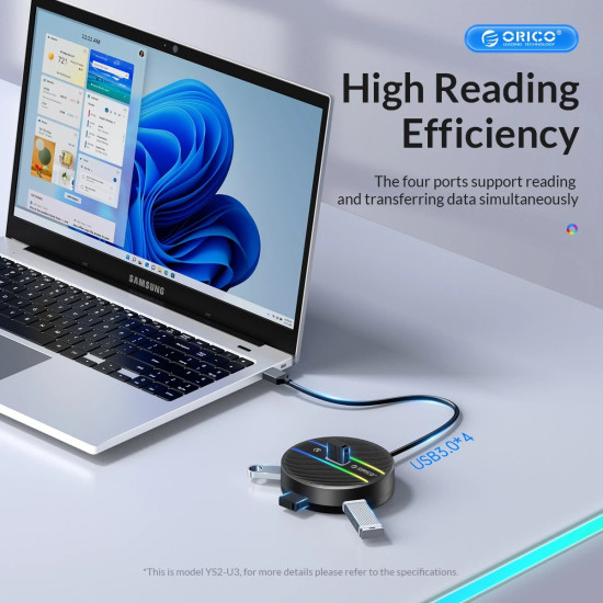 USB хъб Orico HUB USB3.1 Type-C 4 port - 4 x USB3.0 White, Audio/Mic x 1 - YS4-C3-03-WH-BP