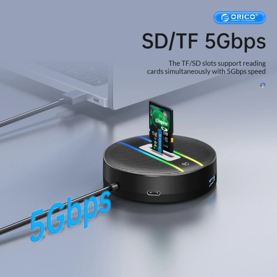 USB хъб Orico HUB USB3.1 Type-C 4 port - 4 x USB3.0 White, Audio/Mic x 1 - YS4-C3-03-WH-BP