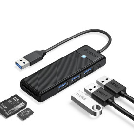 USB хъб Orico USB3.0 HUB - 3 x USB3.0, SD, TF - PAPW3AT-U3-015-BK