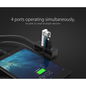 USB хъб Orico USB3.0 HUB 4 port - USB/Micro USB input, Black - W5P-U3-030