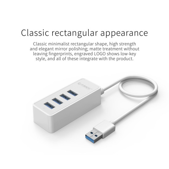 USB хъб Orico USB3.0 HUB 4 port - USB/Micro USB input, Black - W5P-U3-030