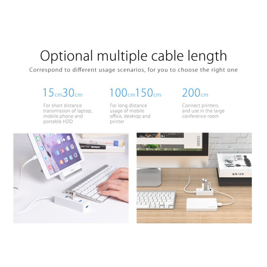 USB хъб Orico USB3.0 HUB 4 port - USB/Micro USB input, Black - W5P-U3-030