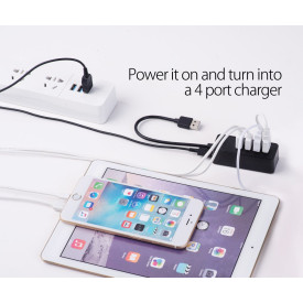 USB хъб Orico USB3.0 HUB 4 port - USB/Micro USB input, Black - W5P-U3-030