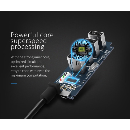 USB хъб Orico USB3.0 HUB 4 port - USB/Micro USB input, Black - W5P-U3-030