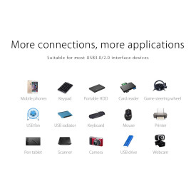 USB хъб Orico USB3.0 HUB 4 port - USB/Micro USB input, Black - W5P-U3-030