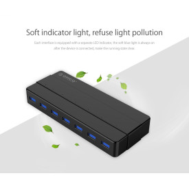 USB хъб Orico USB3.0 HUB 7 port with Premium Power Adapter, Black - H7928-U3-V1-BK