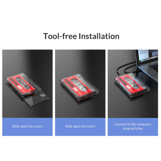 Външна кутия за диск Orico Storage - Case - 2.5 inch USB3.0 Retro Look - 2580U3-CR
