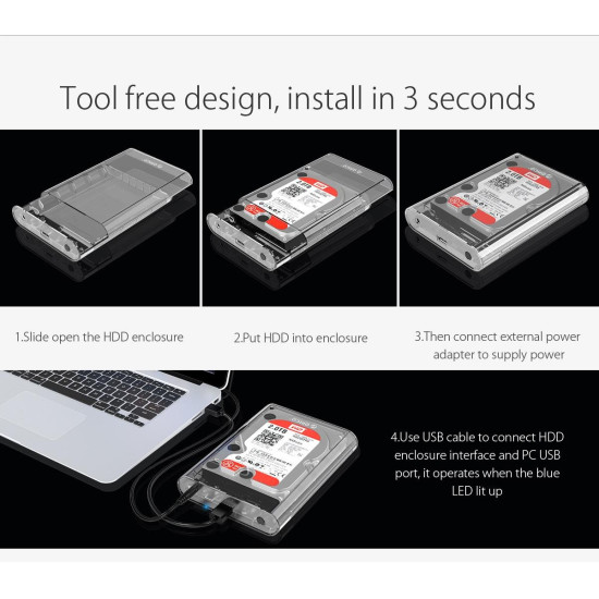 Кутия за диск Orico Storage - Case - 3.5 inch USB3.0 transparent - 3139U3