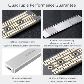 Външна кутия за диск Orico Storage - Case - M.2 NVMe M-key 10 Gbps - PCM2-C3-SV