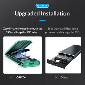Външна кутия за диск Orico Storage - Case - M.2 NVMe M key - USB3.1 Gen2 Type-C, 10Gbps - HM2-G2-BK