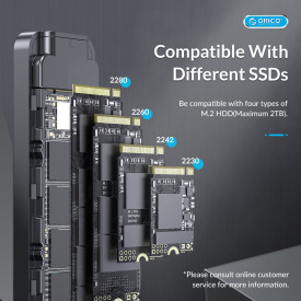 Външна кутия за диск Orico Storage - Case - M.2 NVMe M key - USB3.1 Gen2 Type-C, 10Gbps - HM2-G2-BK
