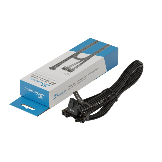 Модулен кабел Seasonic Modding Cable 600W, черен, 90 градуса, PCIe 5.0 12VHPWR, SS-2x8P-90-12V-2x6-600-BK
