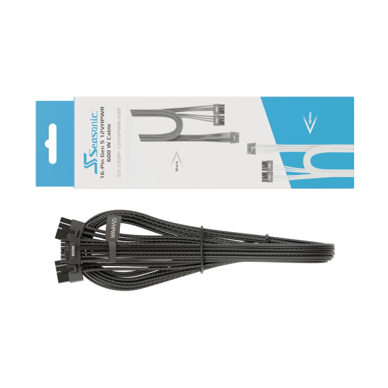 Модулен кабел Seasonic Modding Cable 600W Black - PCIe 5.0 12VHPWR - SS-2X8P-12VHPWR-600-BK