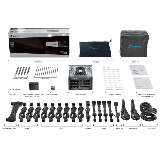 Захранване Seasonic PSU ATX 3.0 1600W Platinum PCIe Gen 5 - PRIME PX-1600 - SSR-1600PD2
