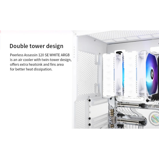 Охладител за процесор Thermalright CPU Cooler Peerless Assassin 120 SE A-RGB White - Dual-Tower - LGA1851/LGA1700/AM5