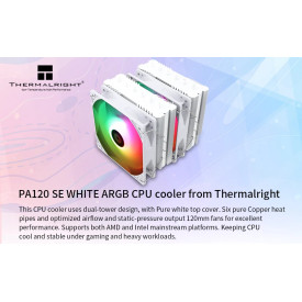 Охладител за процесор Thermalright CPU Cooler Peerless Assassin 120 SE A-RGB White - Dual-Tower - LGA1851/LGA1700/AM5