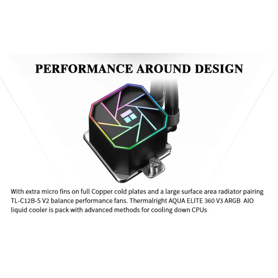Водно охлаждане Thermalright Water Cooling Aqua Elite 360 Black A-RGB V3 - LGA1851/LGA1700/AM5