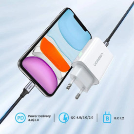 Зарядно Ugreen Fast Charger Wall - QC, PD3.0 Type-C, 20W CD137 White - 60450