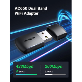 Мрежови адаптер UGREEN AC650 USB WiFi