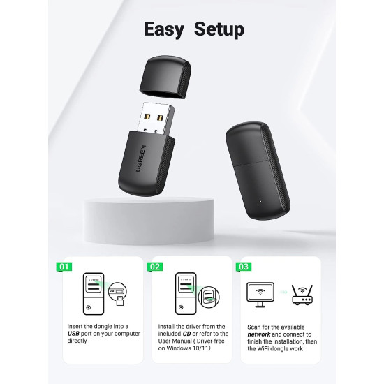 Мрежови адаптер UGREEN AC650 USB WiFi