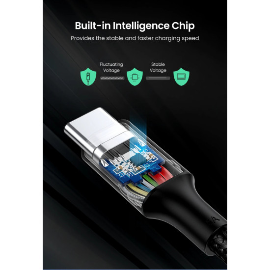 Ugreen кабел USB 2.0 Type-C M/M US316, 100W, 5A, 3m - 90120