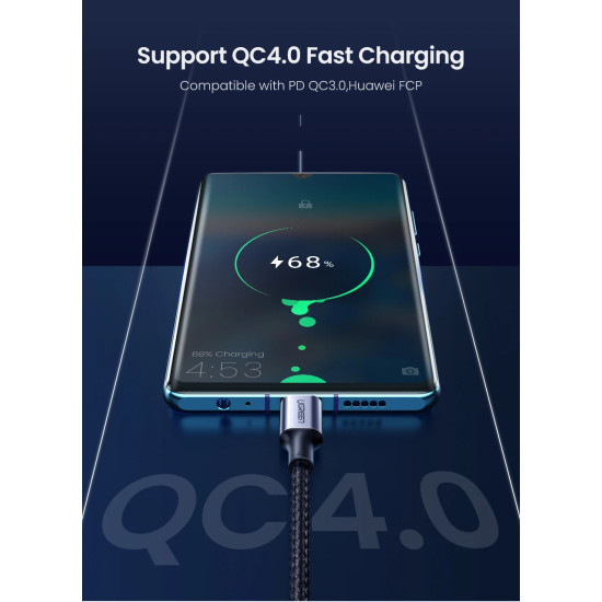 Ugreen кабел USB 2.0 Type-C M/M US316, 100W, 5A, 3m - 90120