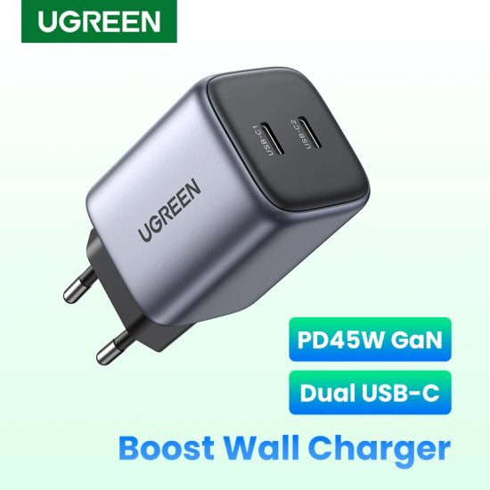 Зарядно Ugreen Charger Wall GaN 45W CD294 Grey - 90573