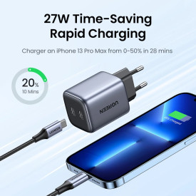 Зарядно Ugreen Charger Wall GaN 45W CD294 Grey - 90573
