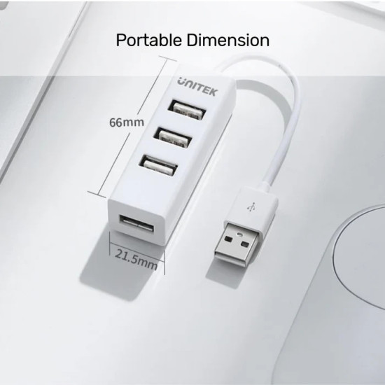 USB хъб Unitek 2.0 HUB 4 port White - Y-2146