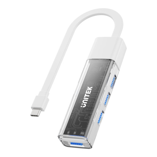 USB хъб Unitek USB-C/USB-A 3.0 HUB 4 port, Bi-Directional, Detachable Cable, White - H1319AWH01