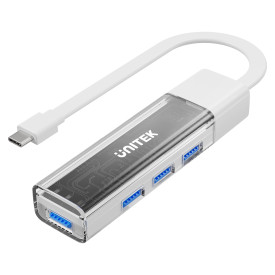 USB хъб Unitek USB-C/USB-A 3.0 HUB 4 port, Bi-Directional, Detachable Cable, White - H1319AWH01