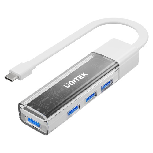 USB хъб Unitek USB-C/USB-A 3.0 HUB 4 port, Bi-Directional, Detachable Cable, White - H1319AWH01