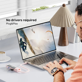 USB хъб Unitek USB-C/USB-A 3.0 HUB 4 port, Bi-Directional, Detachable Cable, White - H1319AWH01