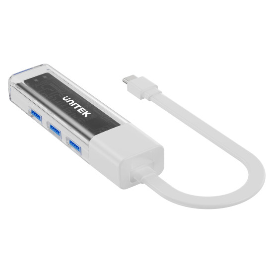 USB хъб Unitek USB-C/USB-A 3.0 HUB 4 port, Bi-Directional, Detachable Cable, White - H1319AWH01
