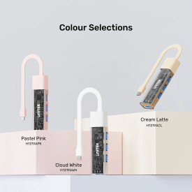 USB хъб Unitek USB-C/USB-A 3.0 HUB 4 port, Bi-Directional, Detachable Cable, White - H1319AWH01