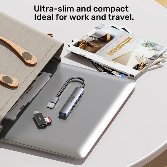 USB хъб Unitek USB3.0/2.0 HUB, 4 порта, uHUB Q4, USB-A вход, USB3.0 x 1, USB2.0 x 3, H1208A