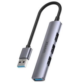 USB хъб Unitek USB3.0/2.0 HUB, 4 порта, uHUB Q4, USB-A вход, USB3.0 x 1, USB2.0 x 3, H1208A