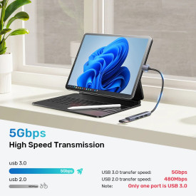 USB хъб Unitek USB3.0/2.0 HUB, 4 порта, uHUB Q4, USB-A вход, USB3.0 x 1, USB2.0 x 3, H1208A