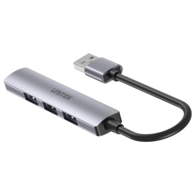 USB хъб Unitek USB3.0/2.0 HUB, 4 порта, uHUB Q4, USB-A вход, USB3.0 x 1, USB2.0 x 3, H1208A