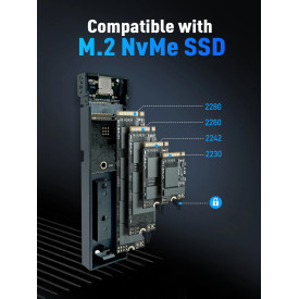 Външна кутия за диск VCom Storage Case - M.2 NVMe M/B key - 10Gbps USB3.1 Type-C/A - CU850N
