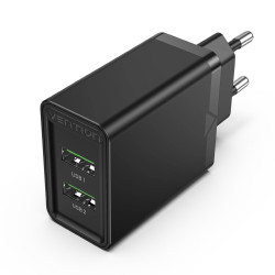 Зарядно Vention Fast Charger 2 x QC3.0 18W Black - FBAB0