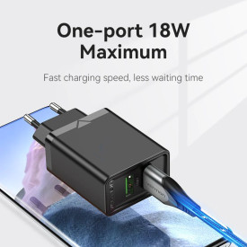 Зарядно Vention Fast Charger 2 x QC3.0 18W Black - FBAB0